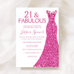 roze dress 21st Birthday Party Kaart<br><div class="desc">Roze Glitter Dress 21st Birthday Party Invitation Variations to the uitnodiging and matching items in our store</div>