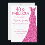 Roze dress 40th Birthday Party 40 & Fabulous Kaart<br><div class="desc">Roze Dress 40th Birthday Party 40 & Fabulous Invitation Variations to the uitnodiging and matching items in onze winkel</div>