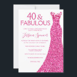 Roze dress 40th Birthday Party 40 & Fabulous Kaart<br><div class="desc">Roze Dress 40th Birthday Party 40 & Fabulous Invitation Variations to the uitnodiging and matching items in onze winkel</div>