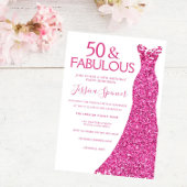 Roze dress 50th Birthday Party 50 & Fabulous Kaart
