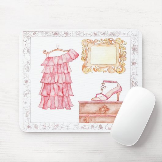 -roze dress mousepad muismat (Met muis)