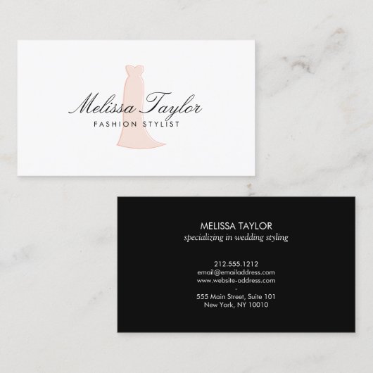 Roze Dress Sketch Mode Stylist, Boutique Visitekaartje (Voorkant / Achterkant)