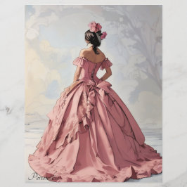 Roze Dress Victoriaans Lady ScrapbookPaper
