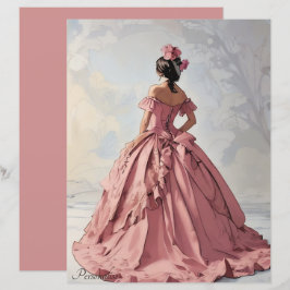 Roze  Dress Victoriaans Lady ScrapbookPaper