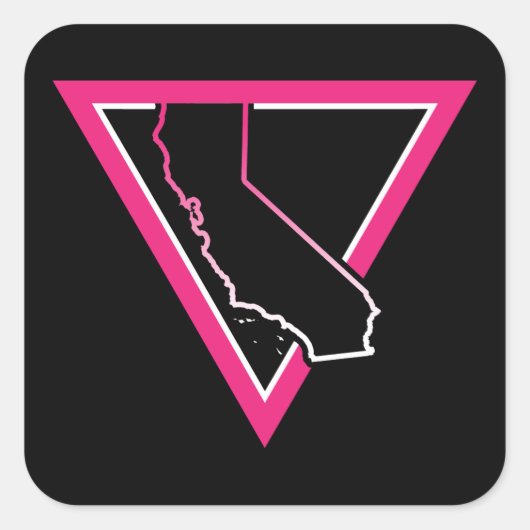 roze driehoek californië vierkante sticker (Voorkant)