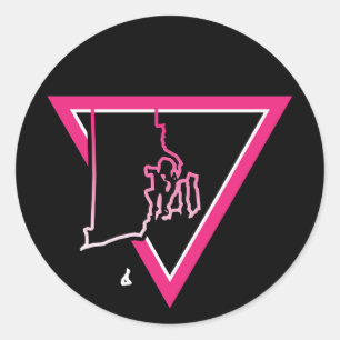 roze driehoek rhoeiland ronde sticker