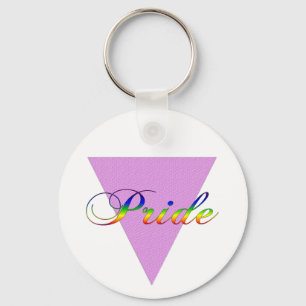 Roze driehoek sleutelhanger