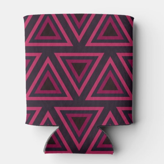 Roze driehoeken patroon blikjeskoeler (Achterkant)