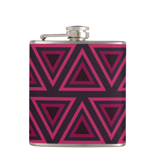 Roze driehoeken patroon heupfles (Voorkant)