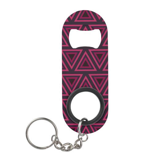 Roze driehoeken patroon mini flessenopener (Voorkant)