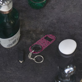 Roze driehoeken patroon mini flessenopener
