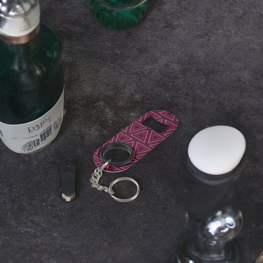 Roze driehoeken patroon mini flessenopener