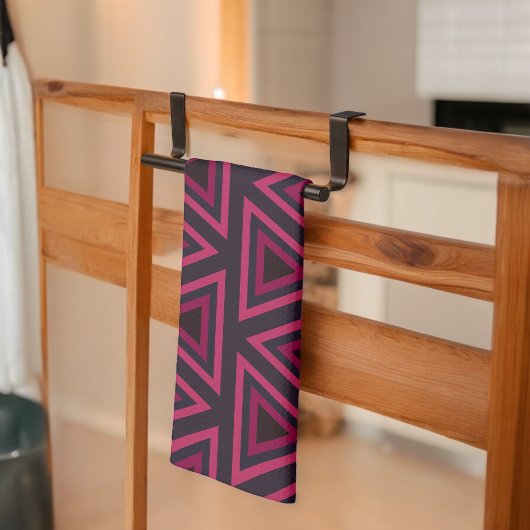 Roze driehoeken patroon theedoek