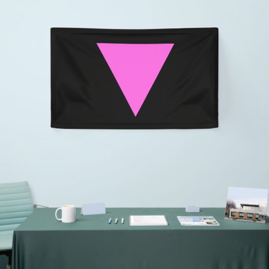 Roze driehoekmarkering spandoek (Beurs)