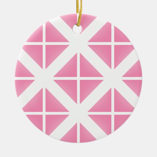 Roze driehoekspatroon keramisch ornament (Voorkant)