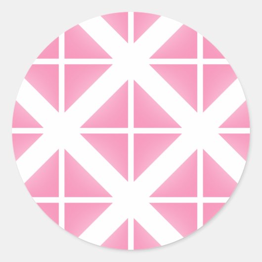 Roze driehoekspatroon ronde sticker (Voorkant)