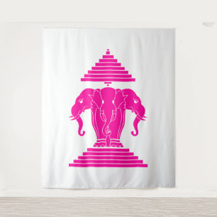 Roze driehoofdige olifant Erawan Laotiaanse / Laot Wandkleed