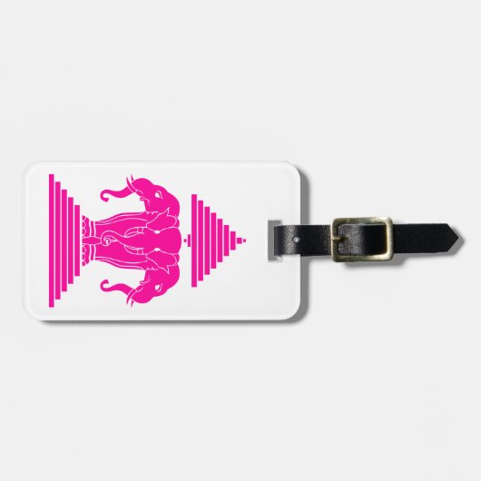 Roze driekleurige olifant Lao/Laos-vlag Bagagelabel (Voorkant horizontaal)