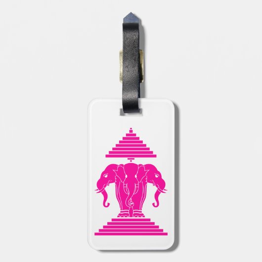 Roze driekleurige olifant Lao/Laos-vlag Bagagelabel (Achterkant verticaal)
