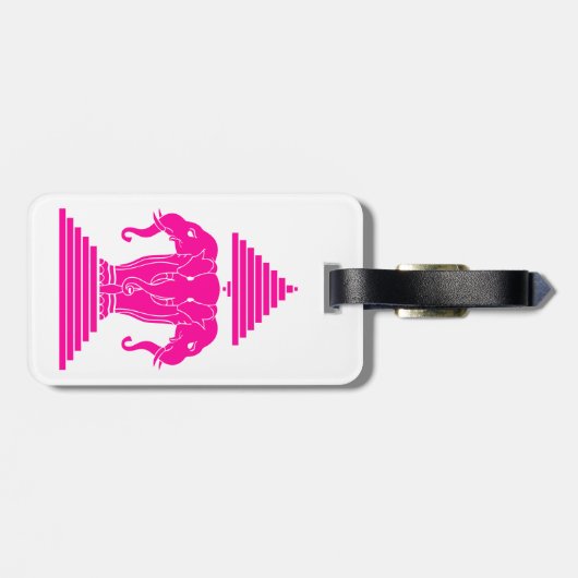 Roze driekleurige olifant Lao/Laos-vlag Bagagelabel (Achterkant horizontaal)