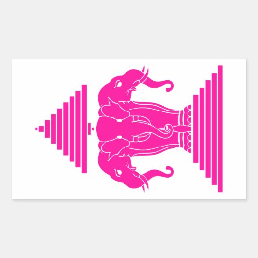 Roze driekleurige olifant Lao/Laos-vlag Rechthoekige Sticker (Voorkant)