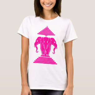 Roze driekleurige olifant Lao/Laos-vlag T-shirt
