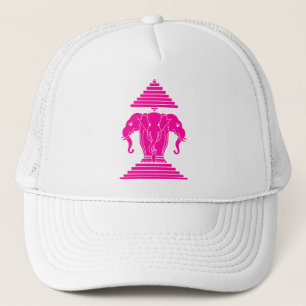 Roze driekleurige olifant Lao/Laos-vlag Trucker Pet