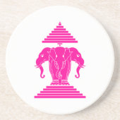 Roze driekleurige olifant Lao/Laos-vlag Zandsteen Onderzetter (Voorkant)
