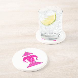 Roze driekleurige olifant Lao/Laos-vlag Zandsteen Onderzetter