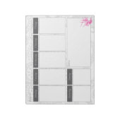 Roze driekwart en Floral Pattern Weekelijks Agenda Notitieblok (Linkerzijde)