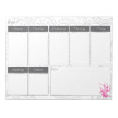 Roze driekwart en Floral Pattern Weekelijks Agenda Notitieblok (Voorkant)