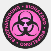 Roze drietalige Biohazard Warning Sticker (Voorkant)