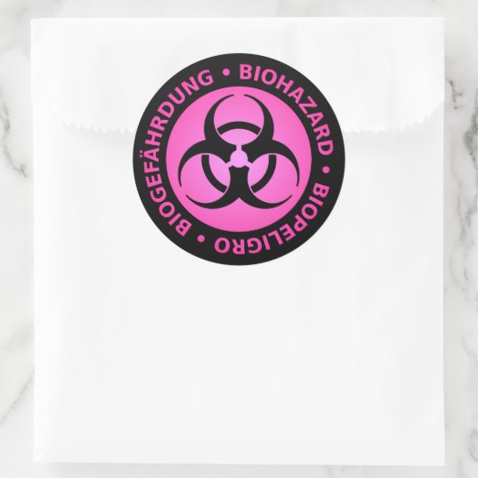 Roze drietalige Biohazard Warning Sticker (Tas)