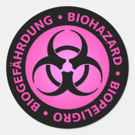 Roze drietalige Biohazard Warning Sticker