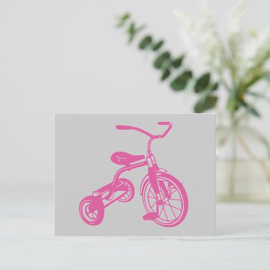 Roze driewieler van het Kind Briefkaart (Staand voorkant)