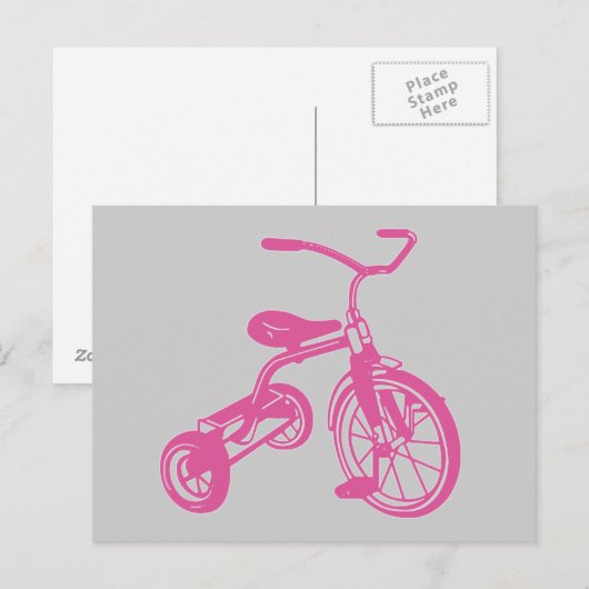 Roze driewieler van het Kind Briefkaart (Voorkant / Achterkant)