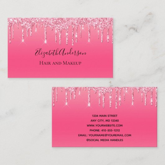Roze driften voor meisjes Trendy Chic Modern bus Visitekaartje (Voorkant / Achterkant)