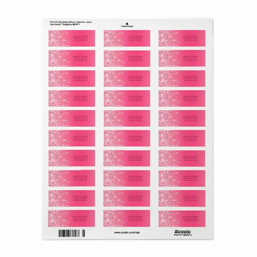 Roze driftige kinderachtige achtergrond etiket (Full Sheet)