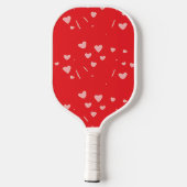 Roze drijvende harten op rood pickleball paddle (Achterkant)