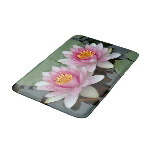 Roze Drijvende Waterlelie Lotus Badmat (Gekanteld)