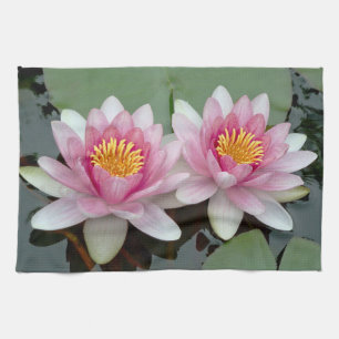 Roze Drijvende Waterlelie Lotus Keukenhanddoek