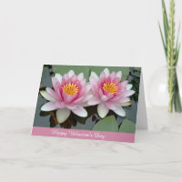 Roze drijvende waterlily Lotus Valentijnsdag Kaart