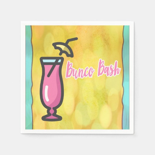 Roze Drink Bunco Bash Fun Cocktail servet (Voorkant)