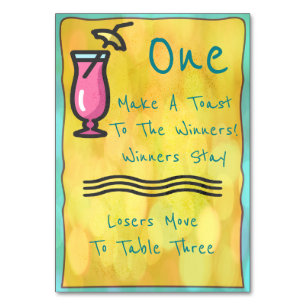 Roze Drink Bunco Table Card #1 Kaart
