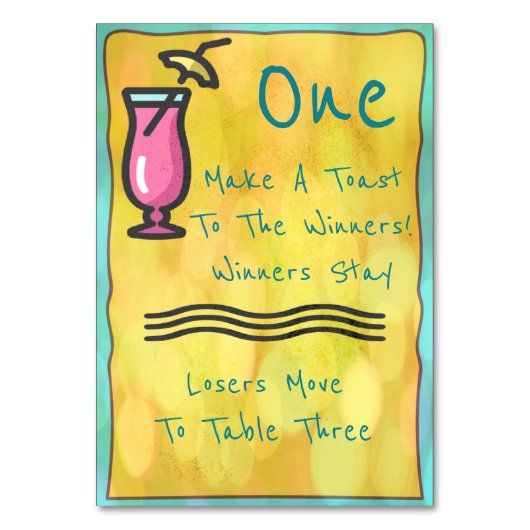 Roze Drink Bunco tafel Kaart #1 (Voorkant)