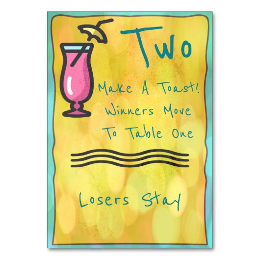 Roze Drink Bunco tafel Kaart #2 (Achterkant)