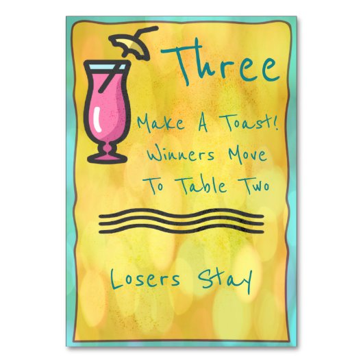 Roze Drink Bunco tafel Kaart #3 (Voorkant)