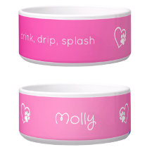 Roze 'drink drip splash' Hondennaam Kom