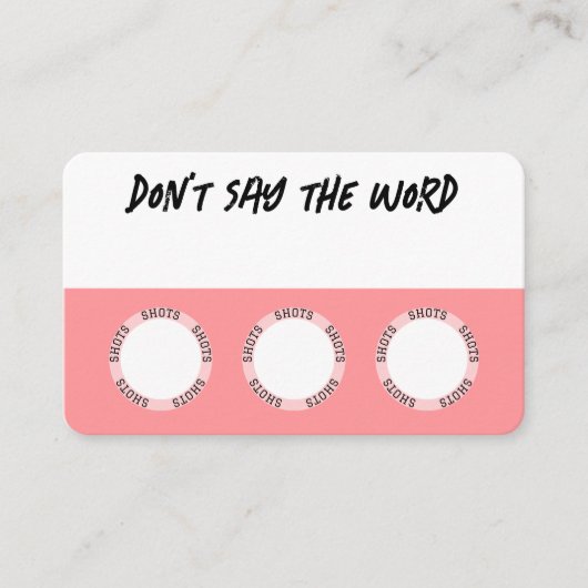 Roze Drink Game Kaarten Visitekaartje (Voorkant)