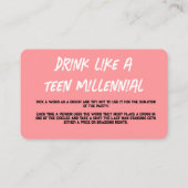 Roze Drink Game Kaarten Visitekaartje (Achterkant)